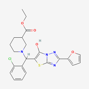 molecular formula C23H23ClN4O4S B2548035 Ethyl 1-((2-chlorophenyl)(2-(furan-2-yl)-6-hydroxythiazolo[3,2-b][1,2,4]triazol-5-yl)methyl)piperidine-3-carboxylate CAS No. 887219-94-5