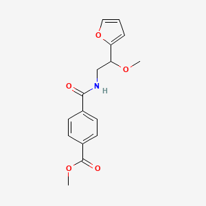 molecular formula C16H17NO5 B2548047 Methyl 4-((2-(furan-2-yl)-2-methoxyethyl)carbamoyl)benzoate CAS No. 1795359-56-6