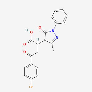 molecular formula C20H17BrN2O4 B2548051 4-(4-bromophenyl)-2-(3-methyl-5-oxo-1-phenyl-4H-pyrazol-4-yl)-4-oxobutanoic acid CAS No. 94051-80-6