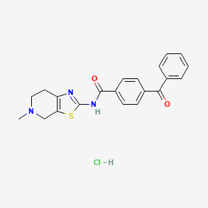 molecular formula C21H20ClN3O2S B2548052 4-benzoyl-N-(5-methyl-4,5,6,7-tetrahydrothiazolo[5,4-c]pyridin-2-yl)benzamide hydrochloride CAS No. 1185015-17-1