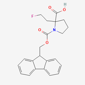 molecular formula C22H22FNO4 B2548057 1-(9H-Fluoren-9-ylmethoxycarbonyl)-2-(2-fluoroethyl)pyrrolidine-2-carboxylic acid CAS No. 2490420-51-2