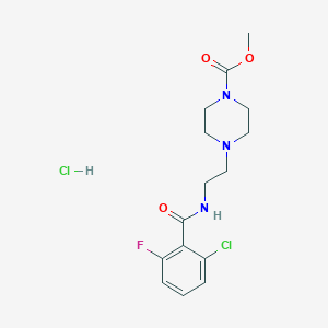 molecular formula C15H20Cl2FN3O3 B2548058 Methyl 4-(2-(2-chloro-6-fluorobenzamido)ethyl)piperazine-1-carboxylate hydrochloride CAS No. 1351616-78-8