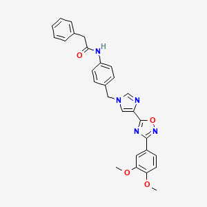 molecular formula C28H25N5O4 B2548061 N-[4-({4-[3-(3,4-dimethoxyphenyl)-1,2,4-oxadiazol-5-yl]-1H-imidazol-1-yl}methyl)phenyl]-2-phenylacetamide CAS No. 1111016-40-0