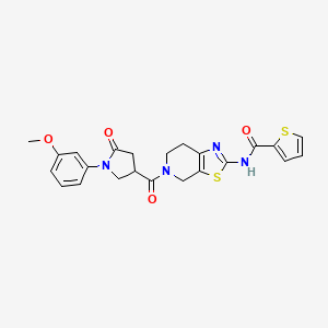 molecular formula C23H22N4O4S2 B2548062 N-(5-(1-(3-methoxyphenyl)-5-oxopyrrolidine-3-carbonyl)-4,5,6,7-tetrahydrothiazolo[5,4-c]pyridin-2-yl)thiophene-2-carboxamide CAS No. 1351634-95-1