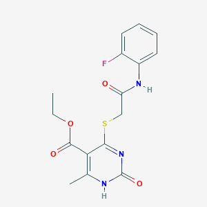 molecular formula C16H16FN3O4S B2548069 ethyl 4-[2-(2-fluoroanilino)-2-oxoethyl]sulfanyl-6-methyl-2-oxo-1H-pyrimidine-5-carboxylate CAS No. 946209-57-0