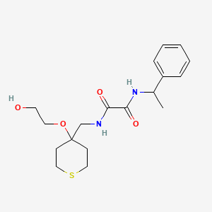 molecular formula C18H26N2O4S B2548070 N1-((4-(2-羟乙氧基)四氢-2H-硫杂环戊烷-4-基)甲基)-N2-(1-苯乙基)草酰胺 CAS No. 2185590-82-1