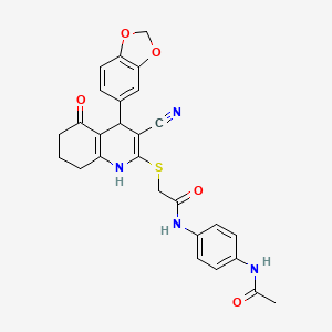 N-[4-(acetylamino)phenyl]-2-{[4-(1,3-benzodioxol-5-yl)-3-cyano-5-hydroxy-4,6,7,8-tetrahydroquinolin-2-yl]sulfanyl}acetamide