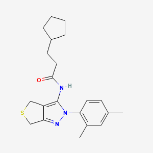 molecular formula C21H27N3OS B2548078 3-cyclopentyl-N-(2-(2,4-dimethylphenyl)-4,6-dihydro-2H-thieno[3,4-c]pyrazol-3-yl)propanamide CAS No. 450344-57-7