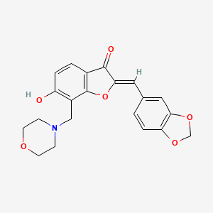 molecular formula C21H19NO6 B2548092 (Z)-2-(苯并[d][1,3]二氧杂环-5-基亚甲基)-6-羟基-7-(吗啉甲基)苯并呋喃-3(2H)-酮 CAS No. 900272-30-2