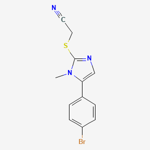 molecular formula C12H10BrN3S B2548099 2-((5-(4-溴苯基)-1-甲基-1H-咪唑-2-基)硫)乙腈 CAS No. 1207038-55-8