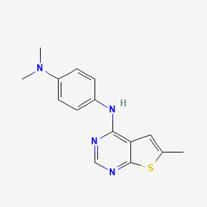 molecular formula C15H16N4S B2548104 N1,N1-dimethyl-N4-(6-methylthieno[2,3-d]pyrimidin-4-yl)benzene-1,4-diamine CAS No. 878684-04-9