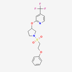 molecular formula C18H19F3N2O4S B2548105 2-((1-((2-苯氧乙基)磺酰基)吡咯烷-3-基)氧基)-4-(三氟甲基)吡啶 CAS No. 2034445-30-0