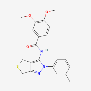 molecular formula C21H21N3O3S B2548106 3,4-dimethoxy-N-(2-(m-tolyl)-4,6-dihydro-2H-thieno[3,4-c]pyrazol-3-yl)benzamide CAS No. 361477-67-0