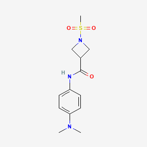 molecular formula C13H19N3O3S B2548107 N-(4-(二甲氨基)苯基)-1-(甲磺酰基)氮杂环丁烷-3-甲酰胺 CAS No. 1448075-87-3