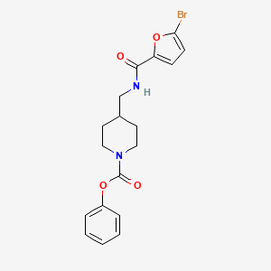 molecular formula C18H19BrN2O4 B2548109 苯基 4-((5-溴呋喃-2-甲酰胺)甲基)哌啶-1-甲酸酯 CAS No. 1235176-31-4