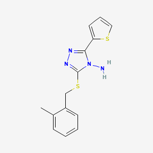 molecular formula C14H14N4S2 B2548110 3-[(2-methylbenzyl)sulfanyl]-5-(2-thienyl)-4H-1,2,4-triazol-4-ylamine CAS No. 477872-65-4