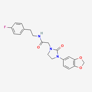 molecular formula C20H20FN3O4 B2548113 2-(3-(benzo[d][1,3]dioxol-5-yl)-2-oxoimidazolidin-1-yl)-N-(4-fluorophenethyl)acetamide CAS No. 1286725-03-8