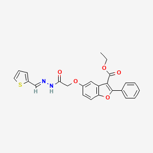 molecular formula C24H20N2O5S B2548124 （E）-乙基5-(2-氧代-2-(2-(噻吩-2-基亚甲基)肼基)乙氧基)-2-苯基苯并呋喃-3-羧酸酯 CAS No. 497245-62-2