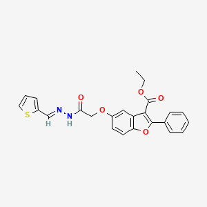 molecular formula C24H20N2O5S B2548124 (E)-5-(2-氧代-2-(2-(噻吩-2-基亚甲基)肼基)乙氧基)-2-苯基苯并呋喃-3-羧酸乙酯 CAS No. 497245-62-2