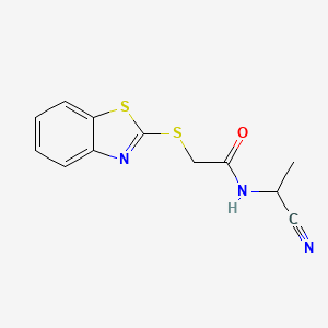 molecular formula C12H11N3OS2 B2548128 2-(1,3-benzothiazol-2-ylsulfanyl)-N-(1-cyanoethyl)acetamide CAS No. 1311670-33-3