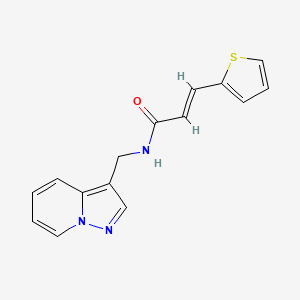 molecular formula C15H13N3OS B2548130 (E)-N-(pyrazolo[1,5-a]pyridin-3-ylmethyl)-3-(thiophen-2-yl)acrylamide CAS No. 1396892-35-5