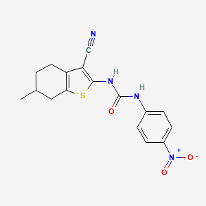molecular formula C17H16N4O3S B2548138 1-(3-Cyano-6-methyl-4,5,6,7-tetrahydrobenzo[b]thiophen-2-yl)-3-(4-nitrophenyl)urea CAS No. 391868-17-0