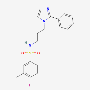 4-fluoro-3-methyl-N-(3-(2-phenyl-1H-imidazol-1-yl)propyl)benzenesulfonamide