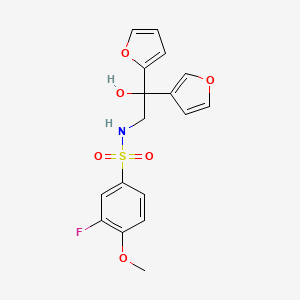 molecular formula C17H16FNO6S B2548142 3-fluoro-N-(2-(furan-2-yl)-2-(furan-3-yl)-2-hydroxyethyl)-4-methoxybenzenesulfonamide CAS No. 2034236-20-7