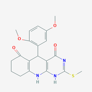 molecular formula C20H21N3O4S B254815 5-(2,5-dimethoxyphenyl)-2-methylsulfanyl-1,5,7,8,9,10-hexahydropyrimido[4,5-b]quinoline-4,6-dione 