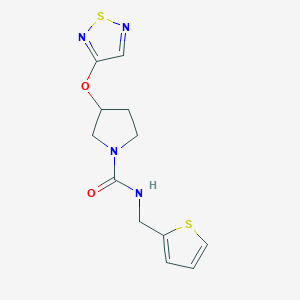 molecular formula C12H14N4O2S2 B2548160 3-((1,2,5-thiadiazol-3-yl)oxy)-N-(thiophen-2-ylmethyl)pyrrolidine-1-carboxamide CAS No. 2319640-31-6