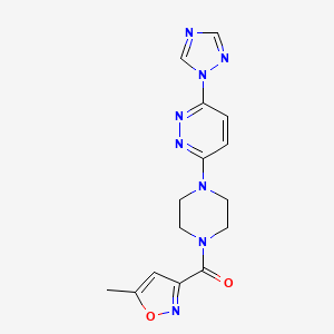 molecular formula C15H16N8O2 B2548164 (4-(6-(1H-1,2,4-triazol-1-yl)pyridazin-3-yl)piperazin-1-yl)(5-methylisoxazol-3-yl)methanone CAS No. 2034242-98-1