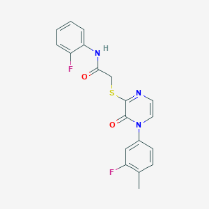 molecular formula C19H15F2N3O2S B2548166 2-[4-(3-fluoro-4-methylphenyl)-3-oxopyrazin-2-yl]sulfanyl-N-(2-fluorophenyl)acetamide CAS No. 899759-24-1
