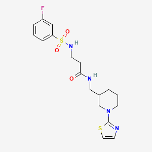 molecular formula C18H23FN4O3S2 B2548177 3-(3-氟苯磺酰胺基)-N-((1-(噻唑-2-基)哌啶-3-基)甲基)丙酰胺 CAS No. 1795087-64-7
