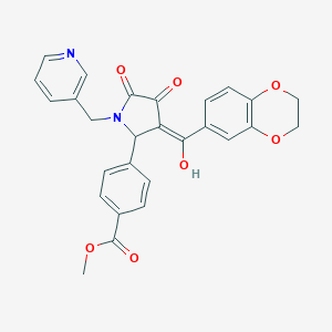 molecular formula C27H22N2O7 B254819 methyl 4-[(3E)-3-[2,3-dihydro-1,4-benzodioxin-6-yl(hydroxy)methylidene]-4,5-dioxo-1-(pyridin-3-ylmethyl)pyrrolidin-2-yl]benzoate 