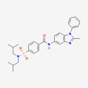 4-[bis(2-methylpropyl)sulfamoyl]-N-(2-methyl-1-phenylbenzimidazol-5-yl)benzamide