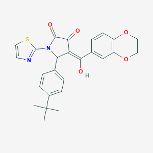molecular formula C26H24N2O5S B254820 (4E)-5-(4-tert-butylphenyl)-4-[2,3-dihydro-1,4-benzodioxin-6-yl(hydroxy)methylidene]-1-(1,3-thiazol-2-yl)pyrrolidine-2,3-dione 