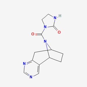 molecular formula C13H15N5O2 B2548204 1-((5R,8S)-6,7,8,9-tetrahydro-5H-5,8-epiminocyclohepta[d]pyrimidine-10-carbonyl)imidazolidin-2-one CAS No. 1903442-25-0