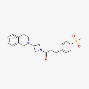 molecular formula C22H26N2O3S B2548207 1-(3-(3,4-二氢异喹啉-2(1H)-基)氮杂环丁-1-基)-3-(4-(甲基磺酰)苯基)丙-1-酮 CAS No. 2034264-20-3