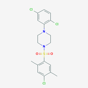 molecular formula C18H19Cl3N2O2S B2548216 1-(4-Chloro-2,5-dimethylphenyl)sulfonyl-4-(2,5-dichlorophenyl)piperazine CAS No. 2380192-60-7