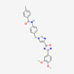 molecular formula C28H25N5O4 B2548229 N-[4-({4-[3-(3,4-二甲氧苯基)-1,2,4-恶二唑-5-基]-1H-咪唑-1-基}甲基)苯基]-4-甲基苯甲酰胺 CAS No. 1111150-58-3