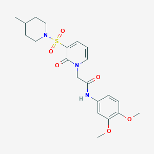 molecular formula C21H27N3O6S B2548236 N-(3,4-dimethoxyphenyl)-2-(3-((4-methylpiperidin-1-yl)sulfonyl)-2-oxopyridin-1(2H)-yl)acetamide CAS No. 1251616-20-2