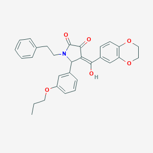 (4E)-4-[2,3-dihydro-1,4-benzodioxin-6-yl(hydroxy)methylidene]-1-(2-phenylethyl)-5-(3-propoxyphenyl)pyrrolidine-2,3-dione