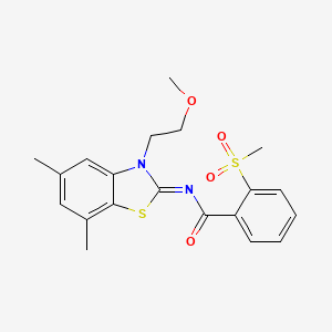 N-[3-(2-methoxyethyl)-5,7-dimethyl-1,3-benzothiazol-2-ylidene]-2-methylsulfonylbenzamide