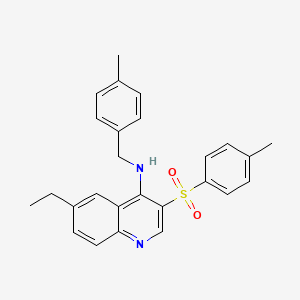 molecular formula C26H26N2O2S B2548242 6-ETHYL-3-(4-METHYLBENZENESULFONYL)-N-[(4-METHYLPHENYL)METHYL]QUINOLIN-4-AMINE CAS No. 895646-87-4