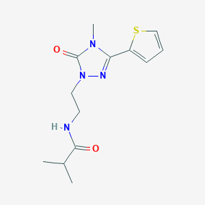 molecular formula C13H18N4O2S B2548247 N-(2-(4-甲基-5-氧代-3-(噻吩-2-基)-4,5-二氢-1H-1,2,4-三唑-1-基)乙基)异丁酰胺 CAS No. 1211214-23-1