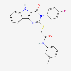 2-[[3-(4-fluorophenyl)-4-oxo-5H-pyrimido[5,4-b]indol-2-yl]sulfanyl]-N-(3-methylphenyl)acetamide