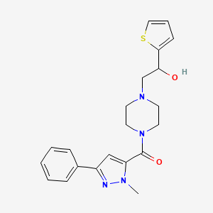 (4-(2-hydroxy-2-(thiophen-2-yl)ethyl)piperazin-1-yl)(1-methyl-3-phenyl-1H-pyrazol-5-yl)methanone