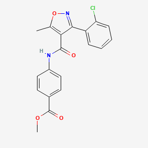 molecular formula C19H15ClN2O4 B2548273 Methyl 4-(3-(2-chlorophenyl)-5-methylisoxazole-4-carboxamido)benzoate CAS No. 301680-61-5