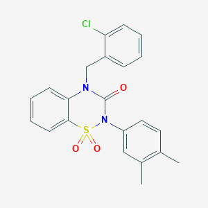 molecular formula C22H19ClN2O3S B2548277 4-(2-chlorobenzyl)-2-(3,4-dimethylphenyl)-2H-1,2,4-benzothiadiazin-3(4H)-one 1,1-dioxide CAS No. 893789-23-6