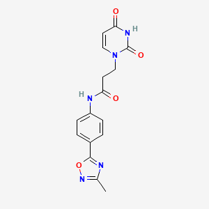 molecular formula C16H15N5O4 B2548284 3-(2,4-dioxo-3,4-dihydropyrimidin-1(2H)-yl)-N-(4-(3-methyl-1,2,4-oxadiazol-5-yl)phenyl)propanamide CAS No. 1226432-53-6